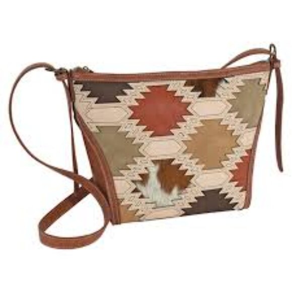 Catchfly Handbags - Catchfly Women's Southwestern Color Block With Brindle Inlay Bucket Bag Purse